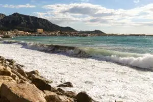 Vue sur le plage de la Vieille Chapelle, Marseille 8e